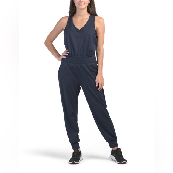 *NWT* Sweaty Betty Gaia Marl Performance Yoga Jumpsuit - Navy - Picture 2 of 6